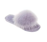 TOYANDONA Pantuflas de Felpa para Interiores para Mujer Antideslizantes Suela de Goma Talla 38 Color Gris Cómodas y Cálidas para Uso Casa y Estación Fría