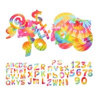 TOYANDONA Papel de Letras para Tablero de Anuncios 72 Piezas, Papel Decorativo de Cartel Diseño de Teñido Anudado, Carteles de Carta para Profesores y Manualidades Escolares