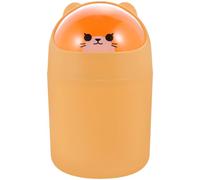 TOYANDONA Papelera de Escritorio Mini Tapa Diseño Oso Amarillo, Bote de Basura Creativo Pequeño para Oficina y Hogar, Cubo de Basura de Encimera Compacto Adecuado para Dormitorio y Mesa