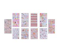 TOYANDONA Pegatinas Autoadhesivas de Dibujos Animados en 3d para Manualidades, 10 Hojas de Pvc Adhesivo Permanente y Formas Múltiples para Decoración en Sala y Scrapbooking Varios estilos