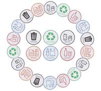 TOYANDONA Pegatinas Autoadhesivas para Reciclaje de Basura, 24 Unidades (6 Hojas X 4), Pvc Resistente Intemperie, 15 Cm, para Contenedores Interiores y Exteriores en Hogar, Oficina