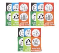 TOYANDONA Pegatinas de Reciclaje Autoadhesivas de Pvc para Contenedores de Basura y Reciclaje, 18 Unidades (6 Diseños X 3), Resistentes Intemperie, 17x13 Cm, para Uso Interior y