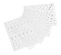 TOYANDONA Pegatinas de Uñas Autoadhesivas Plateadas Diseños de Estrellas y Corazones 5 Láminas Decorativas Pequeñas para Manicura Artística Decoración de Uñas y Uso Salones Profesionales