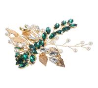 TOYANDONA Peine para Cabello de Boda con Cristales Verdes y Doradas Accesorio Metálico Reutilizable para Novias y Damas de Honor Complemento Elegante para Mujer