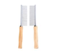 TOYANDONA Peine Quita Enredos y Pelos Atrapados para Perros y Cachorros Mango de Madera y Acero Inoxidable Paquete de 2 Piezas para Limpieza y Cuidado de Mascotas