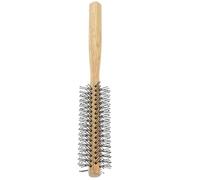 TOYANDONA Peine Redondo Pequeño para Secado Secador Cepillo Enrollable para Cabello Rizado Cepillo de Madera Cerdas de Nailon para Peinar y Añadir Volumen Casa