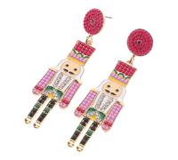 TOYANDONA Pendientes Colgantes de Cascanueces para Mujer Aleación con Gemas de Imitación y Cuentas Diseño Gota de Aceite Color Púrpura Joyería Llamativa para Fiestas Bodas y Eventos