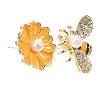 TOYANDONA Pendientes de Botón Asimétricos para Mujer Diseño de Margarita y Abeja Pequeños y Delicados Joyería de Flores Adecuado para Adolescentes y Ocasiones Obsequios