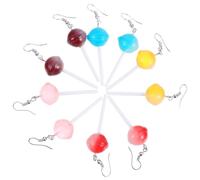 TOYANDONA Pendientes de Piruleta para Niña 5 Pares Diseño Delicado y Material Plástico, Cómodos para Bodas y Fiestas, Joyas Colgantes de Moda en Colores Degradados Color Aleatorio