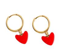 TOYANDONA Pendientes de Plata S925 Diseño de Corazón Rojo 1 Par de Accesorios Navideños para Mujer Joyería Ligera y Elegante para Fiesta y Obsequio de Navidad