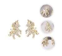TOYANDONA Pendientes De Unicornio Incrustación De Gemas, 925 Plata Esterlina, Ligeros y Cómodos Para Mujer, Accesorio Para Fiesta y Uso Diario, Diseño Pequeño y Llamativo