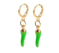 TOYANDONA Pendientes Huggie Aro Bisagra con Diseño de Pimiento Verde Italian Horn Grandes Pendientes Colgantes de Declaración para Mujer Joyas de Moda Versátiles