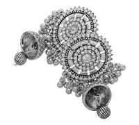 TOYANDONA Pendientes Jhumka Vintage Étnicos Mujer Metal Antiguo Plata Colgantes Bohemios Boda Fiesta Estilo Retro Detalles Intrincados Ligeros y Cómodos