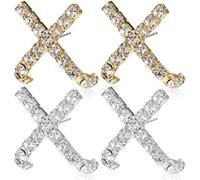 TOYANDONA Pendientes Pequeños de Plata S925 Conjunto de 2 Pares de Pendientes Diminutos Diseño de Cruz y Circonitas Cúbicas Brillantes Ligeros y Elegantes para Mujer y Niña Joyería