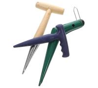 TOYANDONA Perforadora Manual de Jardín 3 Piezas Mango de Madera y Acero Inoxidable Herramienta para Plantar Bulbos y Aflojar Tierra Adecuado para Siembra y Trasplante Huertos y Jardines