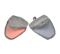 TOYANDONA Pinzas de Silicona Resistentes al Calor para Horno y Freidora de Aire 2 Piezas Gris y Rosa con Aislamiento Térmico de Algodón Grueso Manoplas Cortas Anti-Escaldaduras para