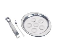 TOYANDONA Plato Para Caracoles De Acero Inoxidable Apilable Tenedor y Pinza, Utensilios De Cocina Para Servir y Hornear, Adecuado Para Restaurantes, Hogar y Barbacoas, Set De 3 Piezas