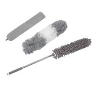 TOYANDONA Plumero con Cabezal Desmontable Extensible de Microfibra y Chenilla y Mango de Acero Inoxidable para Limpieza de Superficies y Ventiladores