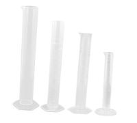 TOYANDONA Probeta para Laboratorios Cilindro de Medición de Plástico 4 Piezas Transparente Graduaciones Claras 10Ml 50Ml 100Ml 250Ml para Experimentos Cocina y Repostería
