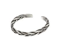 TOYANDONA Pulsera Abierta Estilo Tailandés para Hombre y Mujer Brazalete de Plata S925 Trenzado Diseño Vintage Accesorio Flexible para Obsequio y Uso Diario