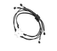 TOYANDONA Pulsera para Amantes Tejida a Mano de Acero Inoxidable y Cuerda Encerada Negra Ajustable 2 Piezas para Pulsera Elegante de Muñeca Adecuado para Obsequio y Uso Diario