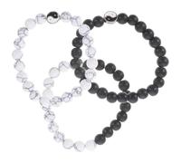 TOYANDONA Pulsera Ying Yang de Cuentas Naturales Pulsera China de Hilo Negro y Color Claro Unisex para Atraer Riqueza y Suerte Uso Diario 3 Piezas Artesanal Mate