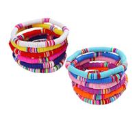 TOYANDONA Pulseras Elásticas de Arcilla Polimérica Multicolor 6 MM 12 Piezas de Cuentas Redondas Bohemias para Mujer Pulseras Apilables y Versátiles para Uso Diario y Estilo Casual