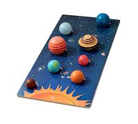 TOYANDONA Puzzle de Madera para Reconocimiento de del Sistema Solar Bloques para Preescolares Juguete Cognitivo para Aprendizaje