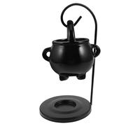 TOYANDONA Quemador para Aromaterapia de Cera Colgante Negro en Forma de Caldero de Cerámica y Hierro y Decoración de Halloween en Espacios Limitados