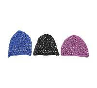TOYANDONA Redecillas Pelo Para Mujer 3 Piezas Tamaño Único Gorros De Dormir Tejidos a Crochet Cuidados Del Cabello Mujeres Uso Nocturno Colores Azul, Morado y Negro