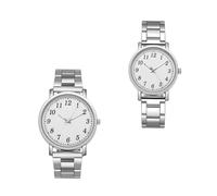 TOYANDONA Relojes de Pulsera para 2 Piezas Reloj Unisex de Aleación Plateada Esfera Diseño Casual Uso Diario y Regalos Obsequios