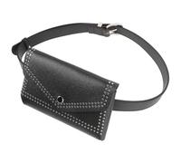 TOYANDONA Riñonera de Cuero Negra Estilo Punk Decoración de Tachuelas, Bolso de Cinturón Delicado y Funcional para Mujer en Eventos y Uso Diario