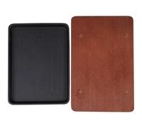 TOYANDONA Sartén para Fajitas de Hierro Fundido Cuadrado 23,2x17,5 Cm con Base de Madera, Plato para Carne y Barbacoa, Adecuado para Cocinar Parrilla y Estilo Teppanyaki en Hogar