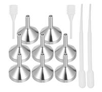 TOYANDONA Set de 12 Mini Embudos Metálicos Pequeños para Líquidos con 8 Embudos Plateados Grandes y 4 Goteros 2 de 3 Ml y 2 de 2 Ml Adecuado para Rellenar Frascos Pequeños de Perfume