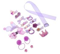 TOYANDONA Set de 18 Piezas de Accesorios el Cabello de Niñas, Clips de Metal, Cintas Elásticas Moradas, Pinzas con Diseño de Lazo y Adorno Real, Adecuado para Fiestas y Uso Diario