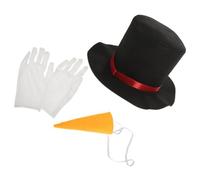 TOYANDONA Set de Accesorios para Hacer Muñecos de Nieve Navideños 3 Piezas - Sombrero Ajustable Nariz de Zanahoria de Tela y Guantes para Decoración DIY en Invierno