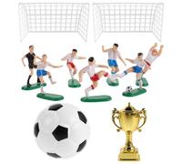 TOYANDONA Set de Adornos para Tartas de Fútbol: Mini Figuras de Jugadores de Fútbol con 2 Porterías, Trofeo Y Balón. Decoraciones para Tartas de Cumpleaños Infantiles con Temática Deportiva,