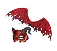 TOYANDONA Set en Tela No Tejida Roja para Halloween Cómodo y Transpirable de Alas y Máscara de Demonio Adecuado para Actuaciones y Eventos de Cosplay