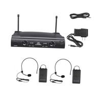 TOYANDONA Sistema de Micrófono Inalámbrico UHF de Doble Canal con Transmisores Bodypack y Micrófonos de Diadema para Karaoke Casa Receptor con Controles de Volumen y Salida XLR Alcance