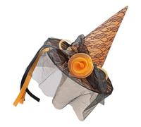 TOYANDONA Sombrero de Bruja Naranja para Mujer, Cómodo y Liviano de Tela No Tejida, Adecuado para Fiestas de Halloween y Juegos de Rol Adultos