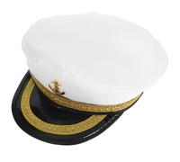 TOYANDONA Sombrero de Capitán en Color Claro para Hombre Adulto, Accesorio de Poliéster, Muñequera Dorada, para Cosplay y Fiesta de Disfraces, Talla Única, Diseño Unisex, Navegación