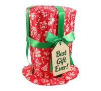 TOYANDONA Sombrero de Fiesta Navideño Rojo y Verde de Poliéster para | Estilo Vintage, Lazo Tridimensional, Ajuste Seguro y Cómodo, Fácil de Guardar para Celebraciones Grandes