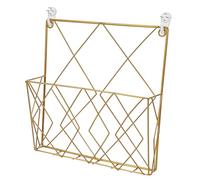 TOYANDONA Soporte De Pared para Libros y Revistero Pequeño, Estructura Metálica Dorada, Montaje Pared, para Organización Baños y Salas, Expositor Compacto para Revistas y Folletos