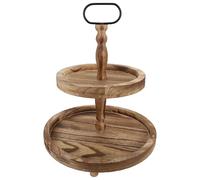 TOYANDONA Soporte para Cupcakes de 2 Capas, Porta Postres de Madera, Torre de Exhibición Marrón de Madera E Hierro para Frutas y Snacks, Bodas y Cenas