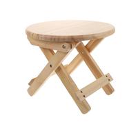 TOYANDONA Taburete De Madera Maciza Plegable Redondo, Altura Moderada, Estructura Estable, para Niños y Uso Doméstico, Reposapiés Bajo Versátil para Sala y Dormitorio