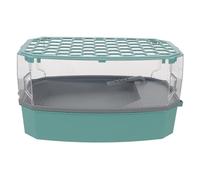 TOYANDONA Tanque para Tortugas Pequeño con Tapa Antiescape Hábitat Ecológico con Plataforma para Tomar el Sol Acuario de Reptiles Azul Compacto Adecuado para Escritorio y Cuidado en Casa