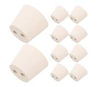 TOYANDONA Tapones de Goma Cónicos Reutilizables 10 Beige con Doble Orificio y Compatibles para Laboratorio y Tubos de Ensayo en Experimentos