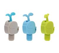 TOYANDONA Tapones de Silicona para Vino Diseño de Ballena y Delfín Set de 3 Piezas 1 Gris 2 Azules Cierre Hermético para Botellas Sellado Seguro y Conservación del Sabor