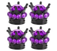 TOYANDONA Tapones para Válvulas de Neumáticos 4 Piezas Diseño Cristal Púrpura sobre Fondo Negro Accesorios para Coche y Camión Protectores Resistentes para Exterior