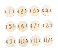 TOYANDONA Tarjetas Meses Ñiño de Madera, 12 Piezas Números en Forma de Hojas, Accesorios para Fotos y Recuerdo de Su Crecimiento